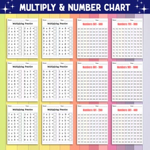 Peut inclure: Un tableau de multiplication et de nombres color&eacute; &agrave; des fins &eacute;ducatives. Le tableau comprend des probl&egrave;mes de pratique de la multiplication et des s&eacute;quences de nombres de 101 &agrave; 1000. Le tableau est con&ccedil;u pour les &eacute;tudiants.