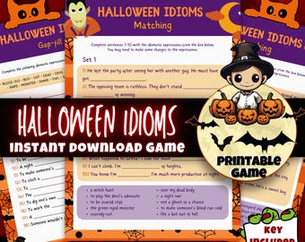 Halloween Idioms Game, Matching Activity (Printable)