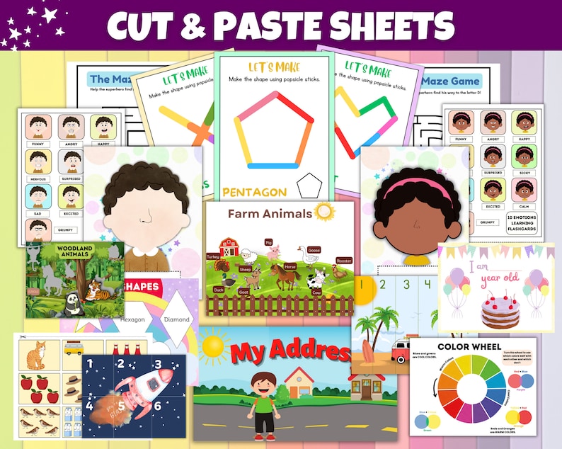 6000 Preschool Pre-K Kindergarten Learning Bundle, Activity Worksheets, Alphabet, Numbers, Shapes, Colors, Coloring pages, Do a Dot image 10
