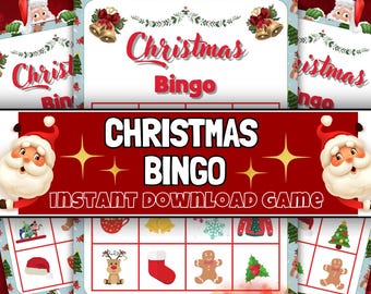 Bingo navideño: Actividad familiar imprimible (descarga digital)