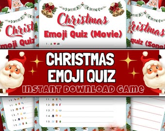 Juego de preguntas y respuestas de emojis navideños: Hoja de actividades para familias (Descarga digital)