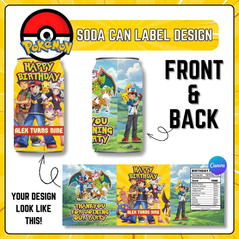 Pokemon Birthday Party Packs Bundle | Printable Chip Bags, Water Bottle ...