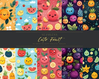 Cute Fruit Seamless Digital Patterns