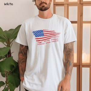 Union US flag shirt, Pro Union shirt, Unisex Heavy Cotton Tee, People over profit shirt, union support, UAW, Union strong, Strike shirt
