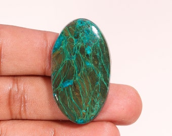 Elegant Top Quality Natural Chrysocolla Oval Shape Cabochon Loose Gemstone For Making Jewelry 51.65 Ct 42X24X6 MM AH-12299