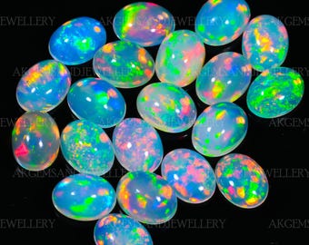 Welo Ethiopian Fire Opal Cabochon, 8x6 mm, Loose Oval Gemstone