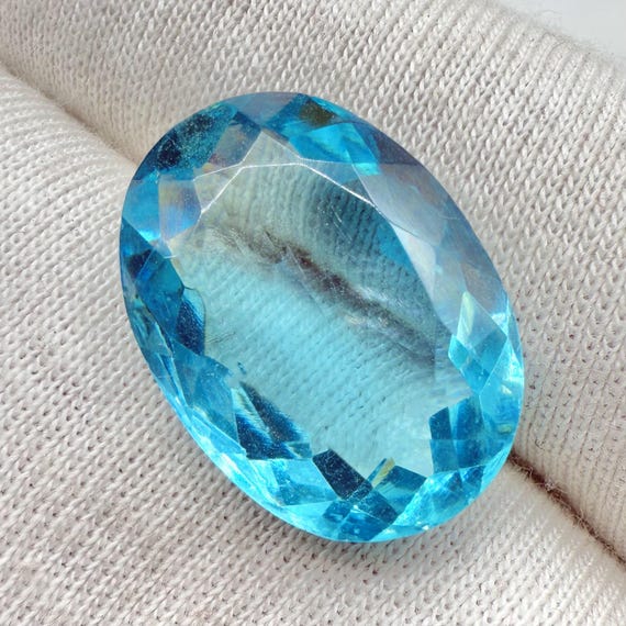 Blue Topaz, Lab Created Blue Topaz Gemstone, Faceted Blue Topaz