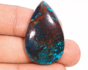 Excellent Top Quality 100% Natural Shattukite Azurite Pear Shape Cabochon Loose Gemstone For Making Jewelry 41.30 Ct 34X22X6 MM SG-10326