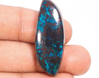 Incredible Top Quality 100% Natural Shattukite Azurite Fancy Shape Cabochon Loose Gemstone For Making Jewelry 40.80 Ct 38X14X7 MM SG-10333