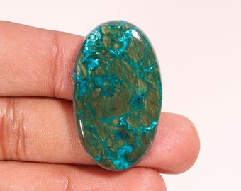 Excellent Top Quality Natural Chrysocolla Oval Shape Cabochon Loose Gemstone For Making Jewelry 49.75 Ct 40X23X6 MM AH-12297