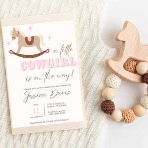 Cowgirl Baby Shower Invitation Template, Cowgirl Baby Shower Invitation, Baby Shower Invitation Cowgirl, Country Girl Western Invite, Canva