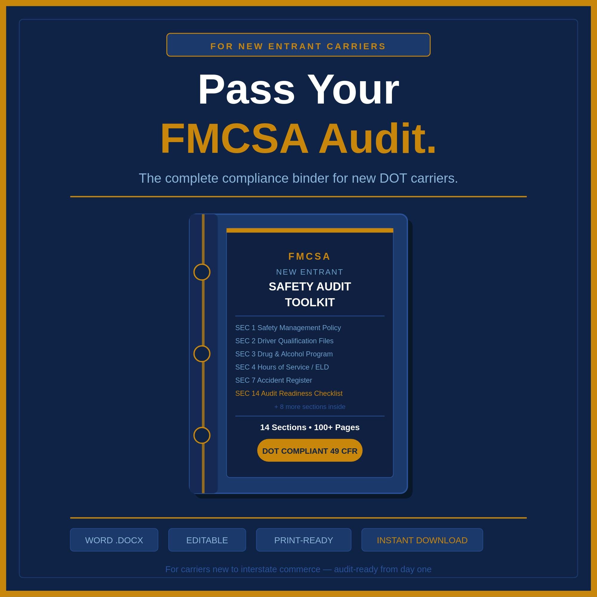 FMCSA New Entrant Safety Audit Toolkit | DOT Compliance Binder (digital ...