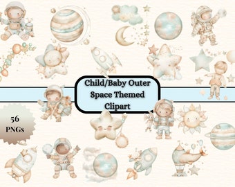 Outer Space Clipart Bundle: Baby Milestone Designs (PNG)