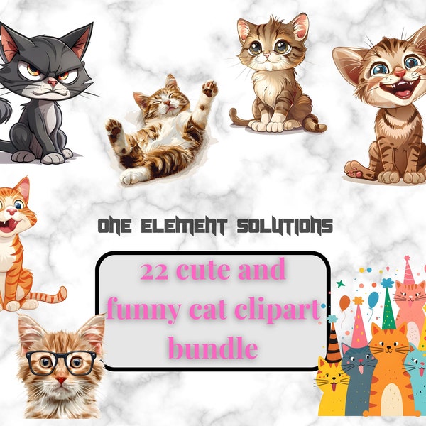 22 Cute funny kitty cat clipart bundle, instant download puppy designs with background removed,  cat mom kids scrapbooking art idea journal