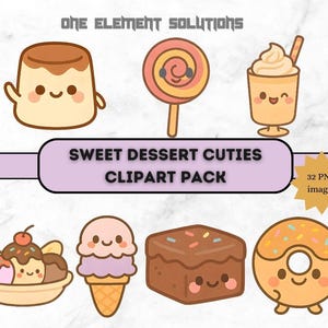 Kawaii Dessert Clipart Bundle: Pastel Sweets Graphics (Digital Download)