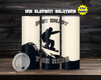 Snowboarder Tumbler Wrap: Mountain Silhouette PNG (Digital Download)