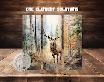 Watercolor Elk Tumbler Wrap: 20oz Skinny Tumbler Sublimation (Digital Download)