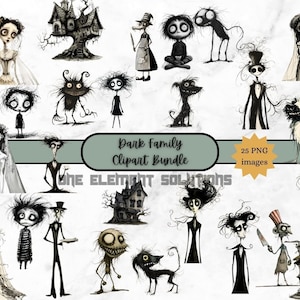 Gotisk familj Clipart-paket: Mörk fantasikonst, färdiga bilder utan bakgrund, clipart-design för omedelbar användning (PNG, digital nedladdning)