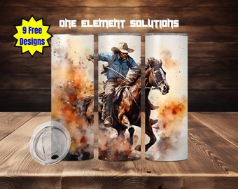 Western cowboys watercolor tumbler wrap  20oz tumbler wrap Skinny tumbler Sublimation Download rodeo watercolor western country horse cowboy