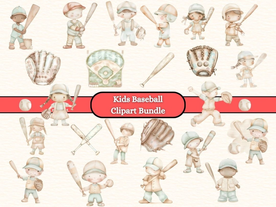 Children Baseball Clipart Bundle: Baby Milestone Scrapbook PNG (digital ...