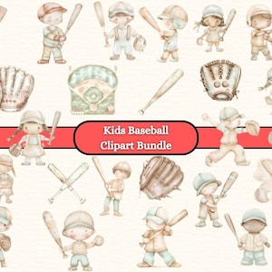 Children Baseball Clipart Bundle: Baby Milestone Scrapbook PNG (digital ...
