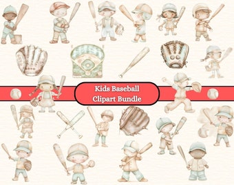 Children Baseball Clipart Bundle: Baby Milestone Scrapbook PNG (Digital Download)