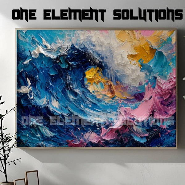 Impasto painting sea storm tsunami waves digital wall art instant download digital impressionist  style texture art home gallery landscape