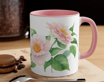 Taza de café floral con flores, 11 oz, tazas populares más vendidas, artículo más vendido, regalos, idea de regalo, Navidad, más vendidos