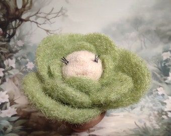 The cutest little tiny needle felted cabbage patch sproutling