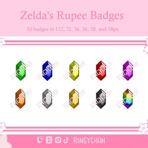 Zelda Rupee Badges for Twitch, Discord, Streaming, Bit Badges, YouTube (Digital File)