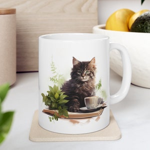 Cats Plants Coffee and Books Mug 11oz