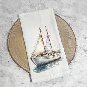 Sailboat Tea Towel | Sailboat Kitchen Towel | Sailboat Bathroom Hand Towel | Sailboat Dish Towel | Beach House Tea Towel