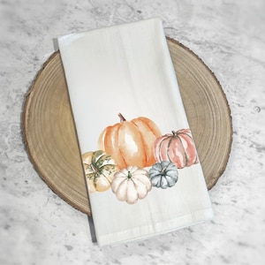 Fall Pumpkin Tea Towel | Fall Kitchen Towel | Thanksgiving Home Decor | Guest Bathroom Hand Towel | Pumpkin Dish Towel | Hostess Gift