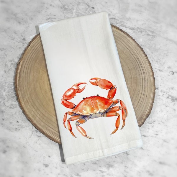 Crab Tea Towel | Crab Kitchen Towel | Kitchen Dish Towel | Crab Home Decor | Hostess Gift | Housewarming Gift
