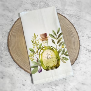 Olive Oil Tea Towel | Olive Oil Kitchen Towel | Guest Bathroom Hand Towel | Kitchen Home Decor | Hostess Gift | Housewarming Gift