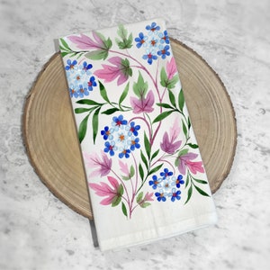Floral Tea Towel | Floral Kitchen Towel | Guest Bathroom Hand Towel | Floral Home Decor | Hostess Gift | Housewarming Gift