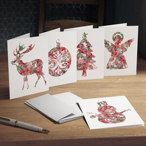 Kerstwenskaarten (5-pack) | Diverse blanco kerstnotitiekaarten | Kerst bedankkaarten | Lege kerstbriefpapier