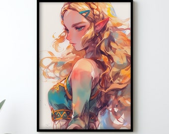 Zelda Poster, Zelda Picture, The Legend of Zelda Art, Gaming Poster, Anime Artwork
