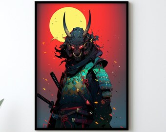 Japanese Samurai Poster, Christmas Gift, Yokai Poster, Japanese Artwork