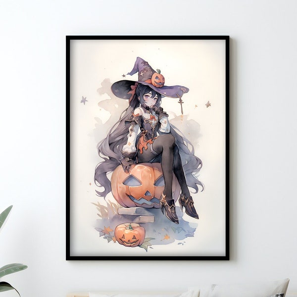 Mona Poster, Genshin Impact Poster, Halloween Design, Gaming Geschenk, Anime Kunstwerk