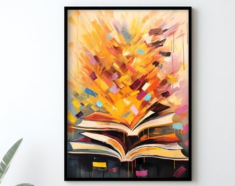 Book poster, books mural, book artwork