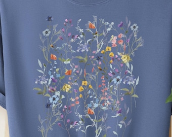 Vintage Pressed Flowers Comfort Colors Shirt - Cottagecore Botanical Tee