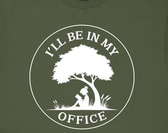 Women Under Tree Reading Tee, Unisex Cotton Shirt, Office Saying Graphic Top, Nature Lover Gift, Outdoor Enthusiast Tee, Work from Home