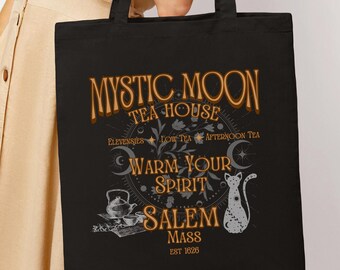 Halloween canvas draagtas, Trick or Treat snoepzak, Salem Mass Spooky Night, Halloween Night, Halloween-tas voor haar, Haunted Halloween