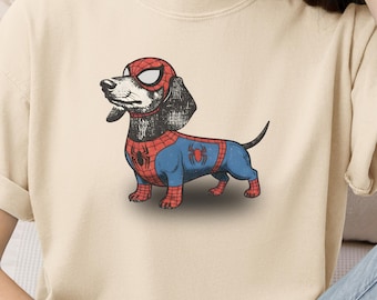 Dachshund Superhero T-Shirt Funny Wiener Dog Comic Fan Tee