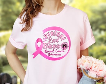 Protect 2nd Base Breast Cancer Awareness Shirt Gift,  In October We Wear Pink Present, Breast Cancer Survivor Sweatshirt, Pink Ribbon Shirt