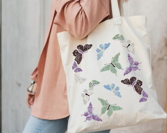 Butterfly Tote Bag - Japanese Aesthetic  - Canvas Tote Bags for Women - Bridesmaid Gifts - Butterfly Gift - Bridesmaid Tote Bag, Stylized