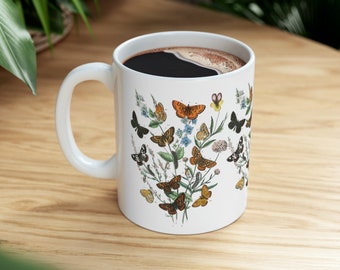 Wildflower Mug,Floral Botanical Mug,Mothers Day Gift,Trendy Flower Coffee Mug,Women Gift Mug,11 oz Mug for Women,Vintage Flower Mug