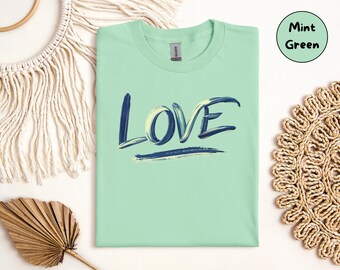 Love Brush Stroke T-Shirt, Heart Graphic Tee, Valentine's Day Shirt, Romantic Gift Shirt, Couples Matching Tee