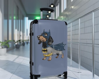 Dachshund Superhero Suitcase | Funny Doxie Comic Fan Luggage